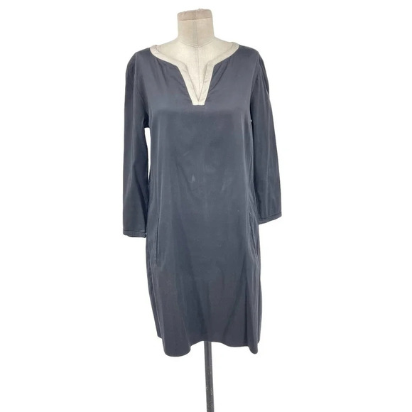 Max Mara ‘S Cotton Kurta Tunic Dress Black Cream‎ Size US 10 - Picture 1 of 10